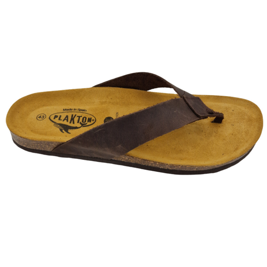 Plakton Beach Boy Men's Leather Flip Flop - Brown.1