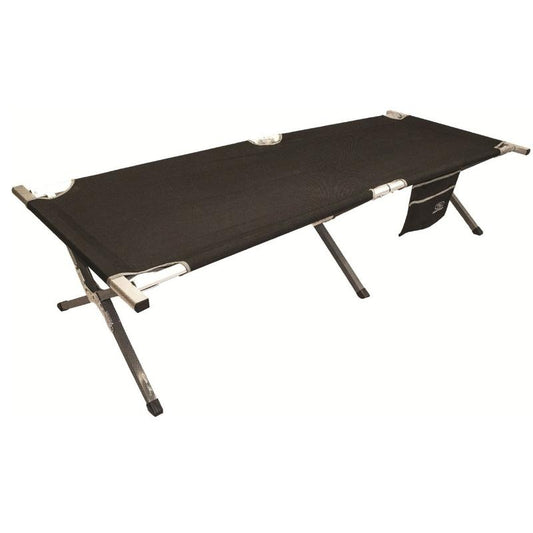 Highlander Aluminium Camp Bed - Black-Camp Beds-Outback Trading