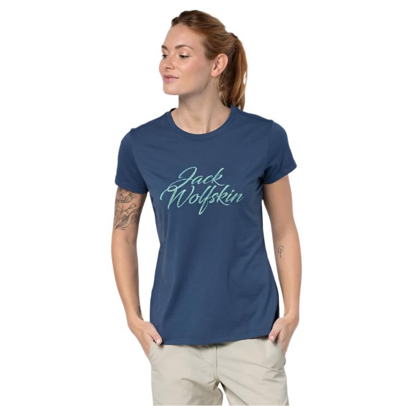 Jack Wolfskin Women's Brand Tee Shirt - Ocean Wave-Tee Shirts-Outback Trading