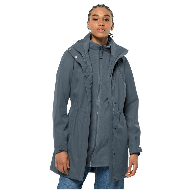 Jack Wolfskin Ottawa 3 in 1 Womens Waterproof Coat- Slate Blue 2