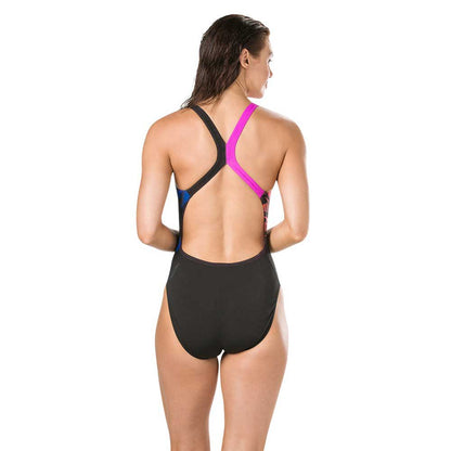 Speedo Women's Neonwhizz Placement Digital Powerback Swimsuit